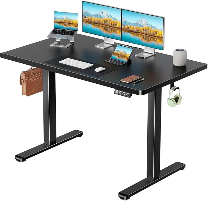 Marsail Electric Standing Desk with One-Piece Desktop,55 x 30 inch Height Adjustable Office Gaming Computer Desk with Deeper Tabletop,Home Office Stand up Desk with 4 Memory Presets, Desk for Bedroom