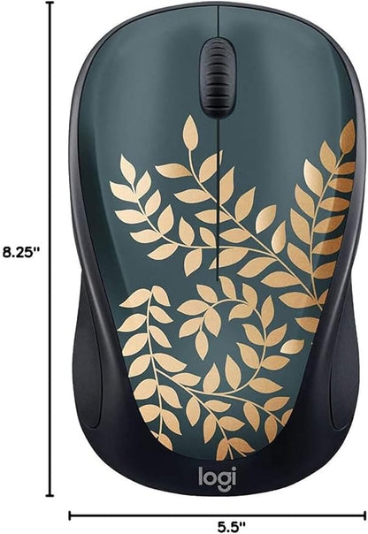 Logitech - Design Collection Limited Edition Wireless Compact Mouse with Colorful Designs - Golden Garden