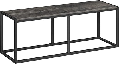 HOOBRO Dining Bench, 47.2 Inch Industrial Style Kitchen Table Bench, Steel Frame, Easy to Assemble, for Kitchen, Dining Room, Charcoal Gray and Black BC12CD01