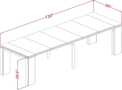 X07X1-B06-24 9-pc Modern Dining Room Table Set a Rectangular Dining Table and 2 wooden Benches and 7 Black Polyester Stackable Chair, 39x120 Inch, Wire Brushed Black