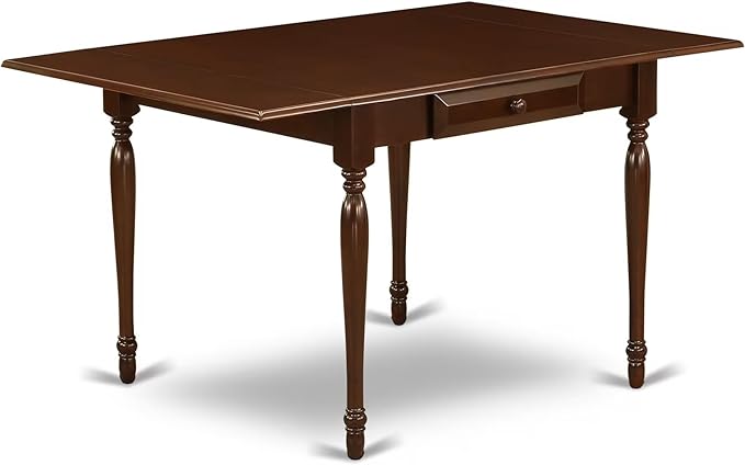 East West Furniture MZCL5-MAH-C 5 Piece Kitchen Table & Chairs Set Includes a Rectangle Dining Room Table with Dropleaf and 4 Linen Fabric Upholstered Chairs, 36x54 Inch, Mahogany