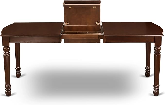 East West Furniture DODA7-MAH-26 7 Piece Dining Room Set Consists of a Rectangle Wooden Table with Butterfly Leaf and 6 Polyester Fabric Upholstered Chairs, 42x78 Inch, Mahogany