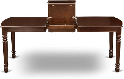 East West Furniture DODA9-MAH-32 9 Piece Dining Table Set Contains a Rectangle Kitchen Table with Butterfly Leaf and 8 Polyester Fabric Padded Chairs, 42x78 Inch, Mahogany