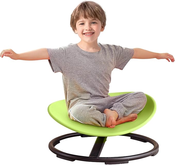 Kids Sensory Spinning Chair for Autism Ages 3+, Sit and Spin Swivel Chair for Kids with ADHD, Sensory Chairs for Autistic Children, Sensory Toys for Motion Sickness Relief, Balance Training (Green)
