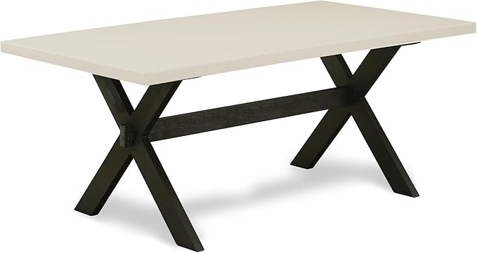 East West Furniture X627MZ606-5 5 Piece Dining Room Table Set Includes a Rectangle Kitchen Table with X-Legs and 4 Shitake Linen Fabric Parsons Dining Chairs, 40x72 Inch, Multi-Color