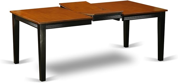 East West Furniture QUPF9-BCH-C 9 Piece Dining Table Set Includes a Rectangle Dinner Table with Butterfly Leaf and 8 Linen Fabric Dining Room Chairs, 40x78 Inch, Black & Cherry
