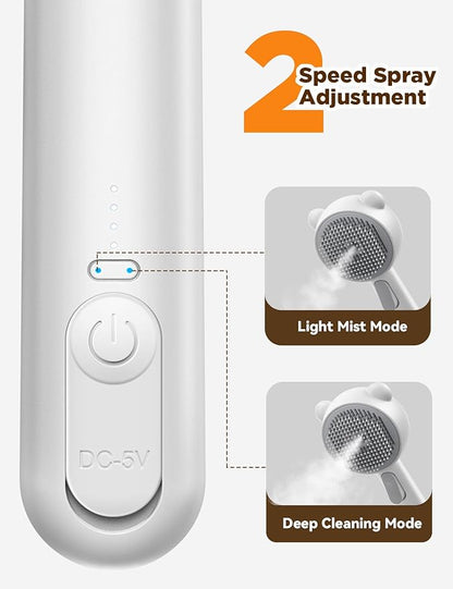 FEELNEEDY Cat Steam Brush, Brushes for Indoor Cats with Release Button, Dual Speed Spray USB Rechargeable Grooming Supplies, Cat Brush for Shedding Suitable for All Long-haired and Short-haired Pets
