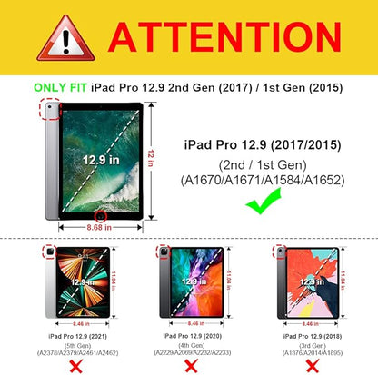 Fintie Multi-Angle Case, 2017/2015 iPad Pro 12.9 inch (Old Model) 1st & 2nd Gen Case - [Corner Protection] Folio Stand Cover with Pencil Holder & Pocket, Auto Wake/Sleep, Dreamy Marble