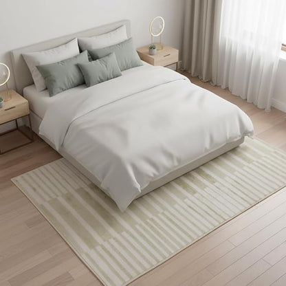 Muddy Mat짰 Creamline 3ft x 5ft Washable Area Rugs for Living Room, Bedroom & Dining Room ??Modern Soft Low Pile Non Slip Carpet ??Pet Friendly Waterproof Foldable Rugs for Home