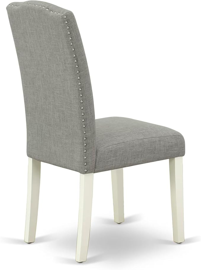 East West Furniture V027EN206-7 7 Piece Dining Table Set Consist of a Rectangle Kitchen Table with V-Legs and 6 Dark Shitake Linen Fabric Parson Dining Chairs, 40x72 Inch, Multi-Color
