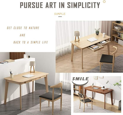 IOTXY Solid Wood Writing Desk - Home Office Workbench Desk with Drawer, 47.24" Width Laptop Computer Work Study Table