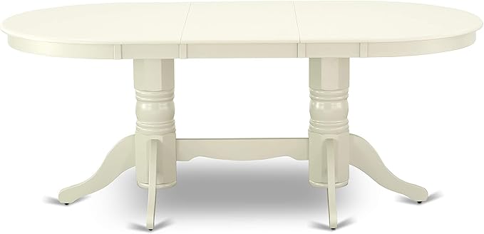 East West Furniture VAVA7-LWH-C 7 Piece Modern Dining Table Set Consist of an Oval Wooden Table with Butterfly Leaf and 6 Linen Fabric Upholstered Dining Chairs, 40x76 Inch, Linen White