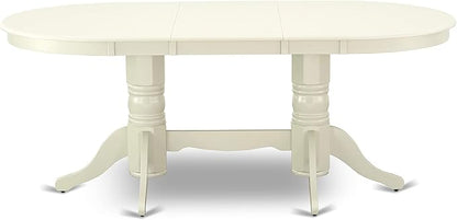 East West Furniture VAVA9-LWH-C 9 Piece Dining Set Includes an Oval Dining Room Table with Butterfly Leaf and 8 Linen Fabric Upholstered Kitchen Chairs, 40x76 Inch, Linen White