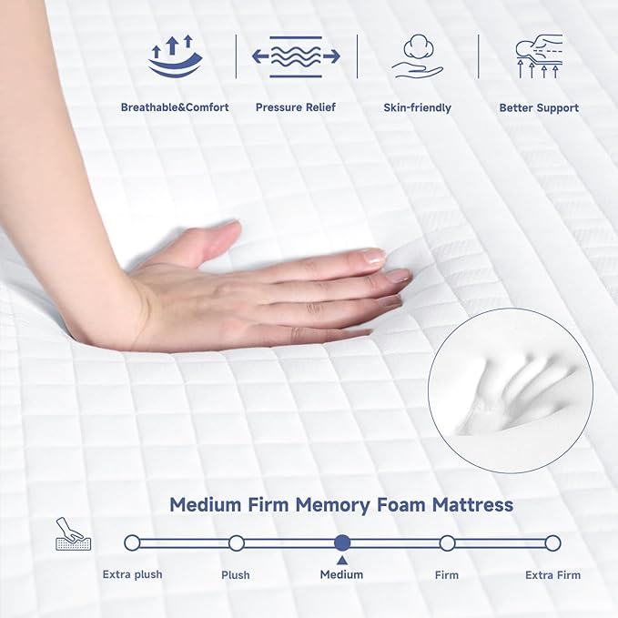 SDHYL Twin Mattress, 12 Inch Gel Infused Memory Foam Mattress for Good Sleep, Bed in a Box Mid Firm CertiPUR-US Certified & Fiberglass Free, Washable Cover, 75"*39"
