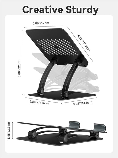 tounee Tablet Holder Stand, Dual Rod Adjustable Aluminum Desktop Stand, Compatible with 4.7-16.9" iPads, Surface Tablets, Portable Monitor, Kindle and More (Black)