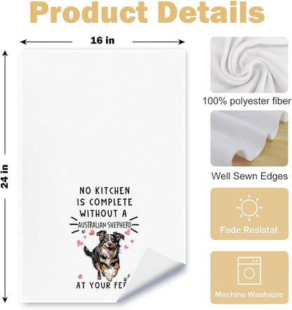 Australian Shepherd Funny Dog Kitchen Towels - A Kitchen is Not Complete Without A Australian Shepherd Dish Waffle Weave Hand Towels for Home Bathroom,16×24 Inch