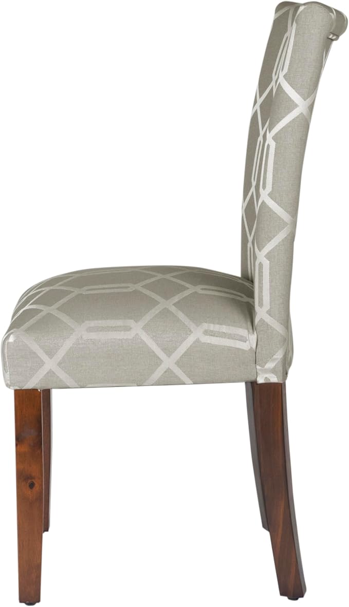 HomePop Classic Parsons Dining Chair - Pewter Gray Cream Lattice (Set of 2)