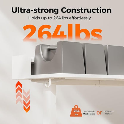 Agilestic L Shaped Standing Desk, Corner Desk with Monitor Shelf, Adjustable Height Gaming Table, Sit Stand Up Table, 63 x 55 Inch Home Office Computer Workstation, Splice Board, White