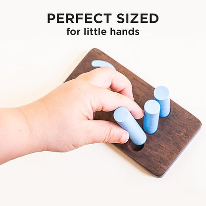 Counting Peg Board - Montessori Math and Numbers for Kids - Wooden Math Manipulatives Materials - Dark Walnut Stain