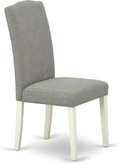 East West Furniture V097EN206-6 6 Piece Kitchen Table Set Contains a Rectangle Dining Table and 4 Dark Shitake Linen Fabric Upholstered Chairs with a Bench, 40x72 Inch, Multi-Color