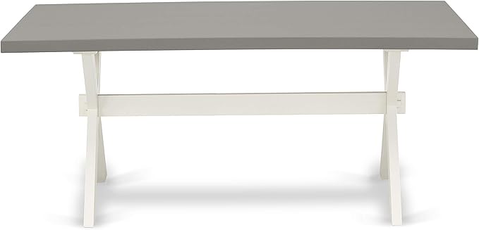 East West Furniture X097EL207-7 7 Piece Dining Room Table Set Consist of a Rectangle Kitchen Table with X-Legs and 6 Gray Linen Fabric Parson Dining Chairs, 40x72 Inch, Multi-Color