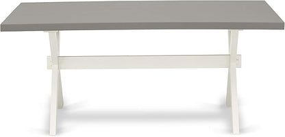 East West Furniture X097EL207-7 7 Piece Dining Room Table Set Consist of a Rectangle Kitchen Table with X-Legs and 6 Gray Linen Fabric Parson Dining Chairs, 40x72 Inch, Multi-Color