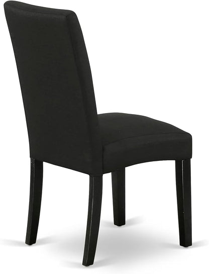 East West Furniture V697DR124-9 9 Piece Dining Table Set Includes a Rectangle Dining Room Table with V-Legs and 8 Black Color Linen Fabric Upholstered Chairs, 40x72 Inch, Multi-Color