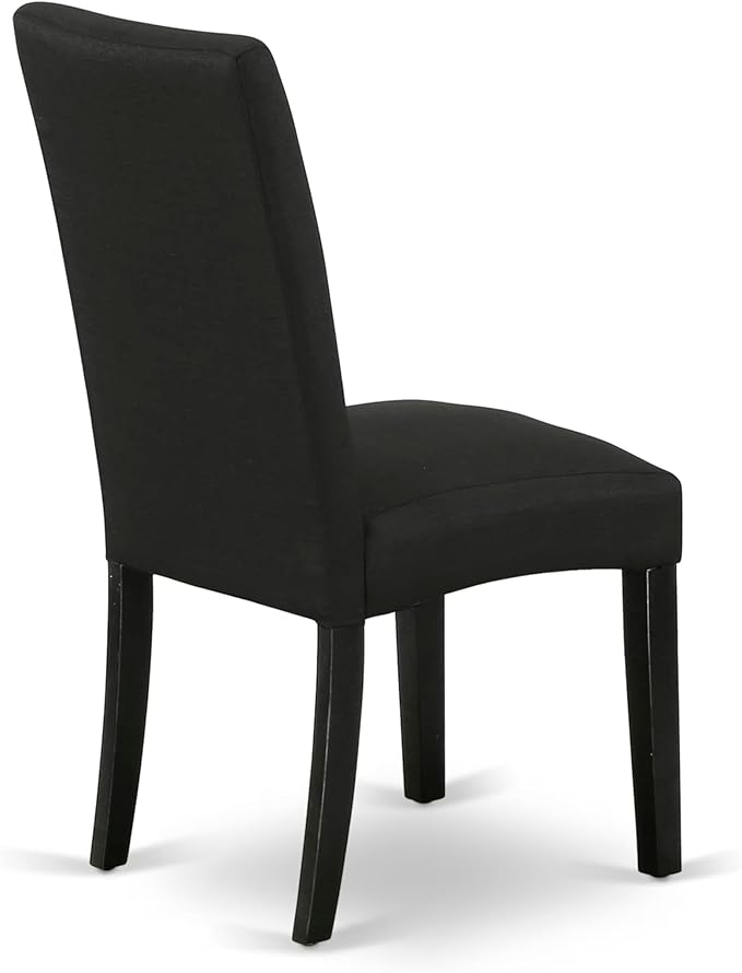 East West Furniture V627DR124-6 6 Piece Dinette Set Contains a Rectangle Dining Table with V-Legs and 4 Black Color Linen Fabric Parson Chairs with a Bench, 40x72 Inch, Multi-Color