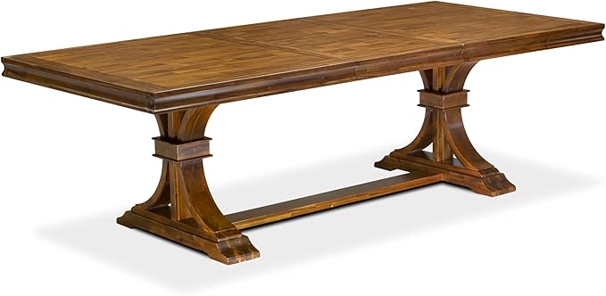 LEDA9-AWA-32 9 Pieces Dining Table Set Includes a Rectangle Table and 8 Light Beige Polyester Fabric Dining Chairs, Antique Walnut