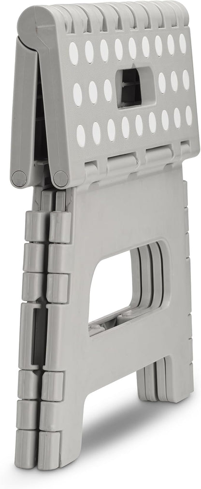 Handy Laundry - Folding Step Stool - Sturdy Enough Collapsible Stool to Support Adults and Safe Enough for Kids - Opens Easy with One Flip - Great for Kitchen, Bathroom or Bedroom (Grey - 8 Inch)