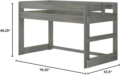 Max & Lily Modern Farmhouse Low Loft Bed, Twin Bed Frame For Kids, Driftwood