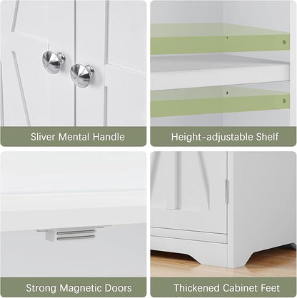 VECELO Bathroom Floor Storage Cabinet with Drawer, Freestanding Storage Unit with Adjustable Shelves, Open Compartments, for Bathroom, Living Room, Kitchen, White