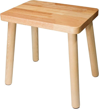 Solid Wood Step Stool,13.4inch Square Wooden Foot Stool,Portable Short Stool Easy to Assemble and Sturdy(Natural, Large)