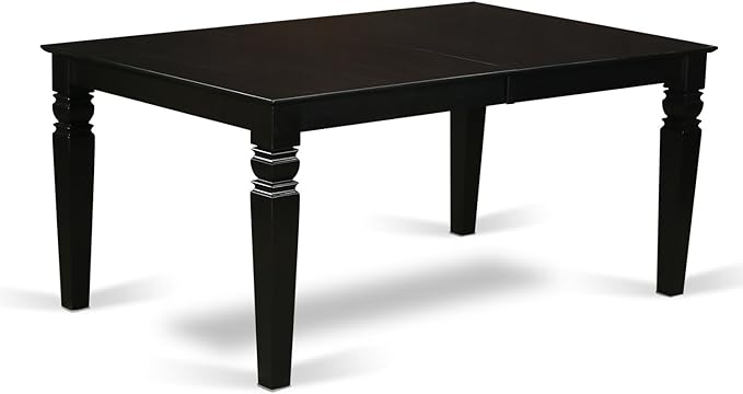 East West Furniture LGAN5-BLK-LC 5 Piece Dining Room Table Set Includes a Rectangle Wooden Table with Butterfly Leaf and 4 Faux Leather Kitchen Dining Chairs, 42x84 Inch, Black