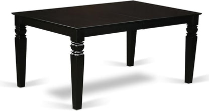 East West Furniture LGAN5-BLK-LC 5 Piece Dining Room Table Set Includes a Rectangle Wooden Table with Butterfly Leaf and 4 Faux Leather Kitchen Dining Chairs, 42x84 Inch, Black