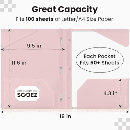 Sooez Folders with Pockets and Prong, 6 Pack, Retro Colors, File Folders with Prongs, 2 Pocket Folders Bulk, Plastic Folder for School College Supplies, Aesthetic Nursing Cute School Supplies