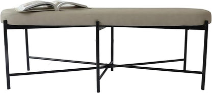54” upholstered Vegan Leather Accent Ottoman Bench for entryway, Living Rooms, lounges, bedrooms-White Rock/Light Grey
