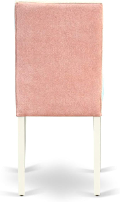East West Furniture VAAS5-LWH-42 5 Piece Mid-Century Dining Table Set Includes A Wood Table and 4 Beige Red Polyester Fabric Padded Chairs with Stylish Back- Linen White Finish