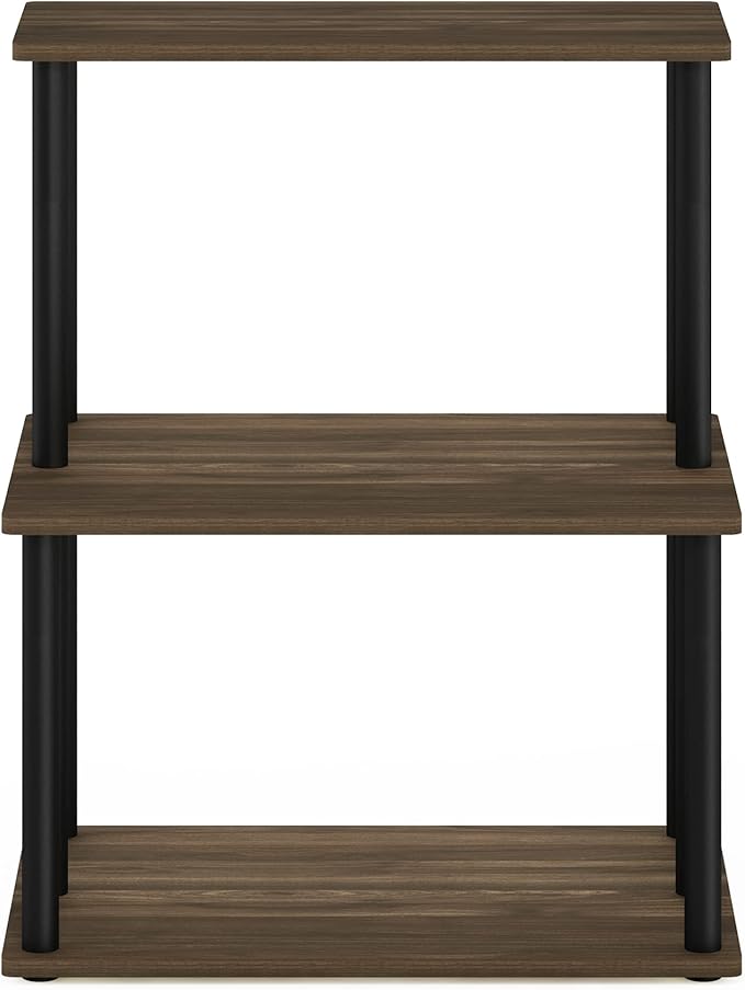 Furinno Turn-N-Tube 3-Tier Toolless Kitchen Storage Shelf, Columbia Walnut/Black