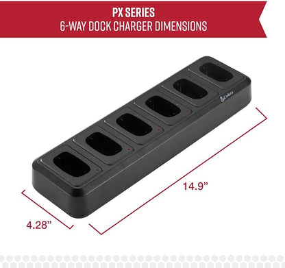 Cobra PX Professional Walkie Talkie 6-Way Dock Charging Station with UBS Charging Cable - Desktop Portable Charger, Compatible with PX650 Business Models