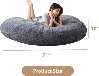 BYBYME 3 in 1 Bean Bag Chair, Convertible Chair Folds from Bean Bag to Lounger, High-Density Foam Filling, Faux Fur Big Sofa Bed, Giant Bean Bag Chair Bed for Adults
