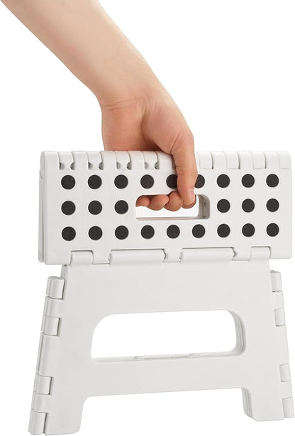 Handy Laundry - Folding Step Stool - Sturdy Enough Collapsible Stool to Support Adults and Safe Enough for Kids - Opens Easy with One Flip - Great for Kitchen, Bathroom or Bedroom (White - 8 Inch)