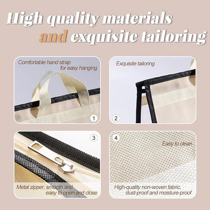 2 PCS Hanging Handbag Storage Organizer Purse Dustproof Storage Bag Transparent Non-woven Storage Bag with Zipper and Handle (M)