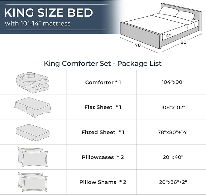 HEVUMYI Brown King Comforter Set - 7-Piece All Season Bed in a Bag King, Ultra Soft Bedding Set with Comforter, Flat Sheet, Fitted Sheet, Pillowcases, Pillow Shams