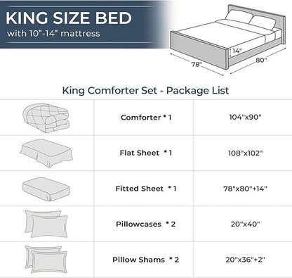 HEVUMYI Hot Pink & Baby Pink King Comforter Set - 7-Piece All Season Bed in a Bag King, Ultra Soft Bedding Set with Comforter, Flat Sheet, Fitted Sheet, Pillowcases, Pillow Shams