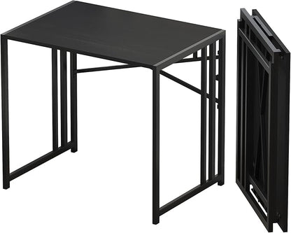 Lutown Teen Folding Computer Desk - 32 inch, Writing & Gaming, Small Space Office Desk, Black, No Assembly Required