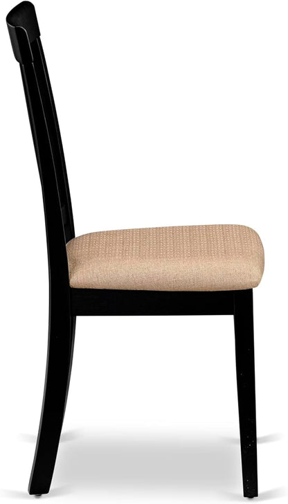 East West Furniture LGAN7-BCH-C 7 Piece Dining Table Set Consist of a Rectangle Wooden Table with Butterfly Leaf and 6 Linen Fabric Dining Room Chairs, 42x84 Inch, Black & Cherry