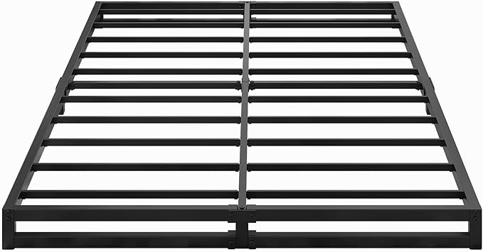 4 Inch King Size Bed Frame Sturdy Mattress Foundation, Heavy Duty Metal Platform with Steel Slats Support No Box Spring Needed, Noise Free, Easy Assembly, Black