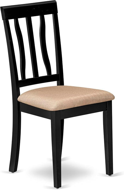 East West Furniture LGAN5-BLK-C 5 Piece Dinette Set for 4 Includes a Rectangle Dining Table with Butterfly Leaf and 4 Linen Fabric Dining Room Chairs, 42x84 Inch, Black