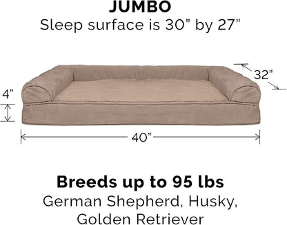 Furhaven Replacement Dog Bed Cover Plush & Suede Sofa-Style, Machine Washable - Almondine, Jumbo (X-Large)
